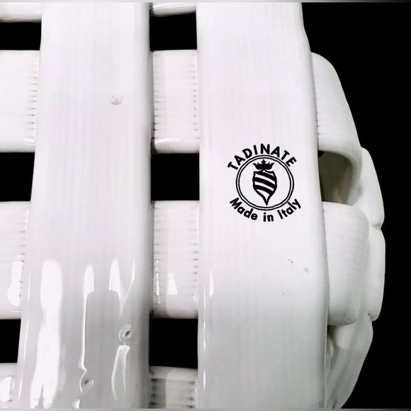 Tadinate Vintage Large Pottery Lattice Woven White Bread Fruit Handled Basket - Picture 7 of 10